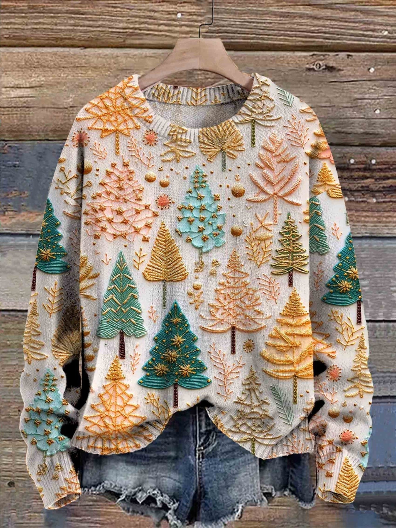 Mia | Warm Cozy Sweater with Christmas Trees