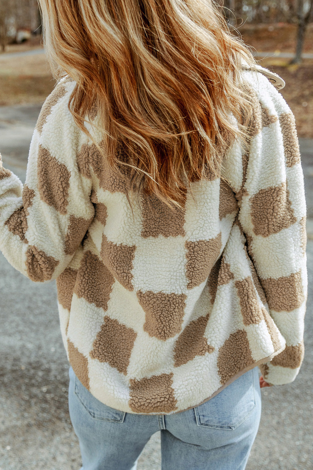 Caffey | Brown Plaid Sherpa Jacket