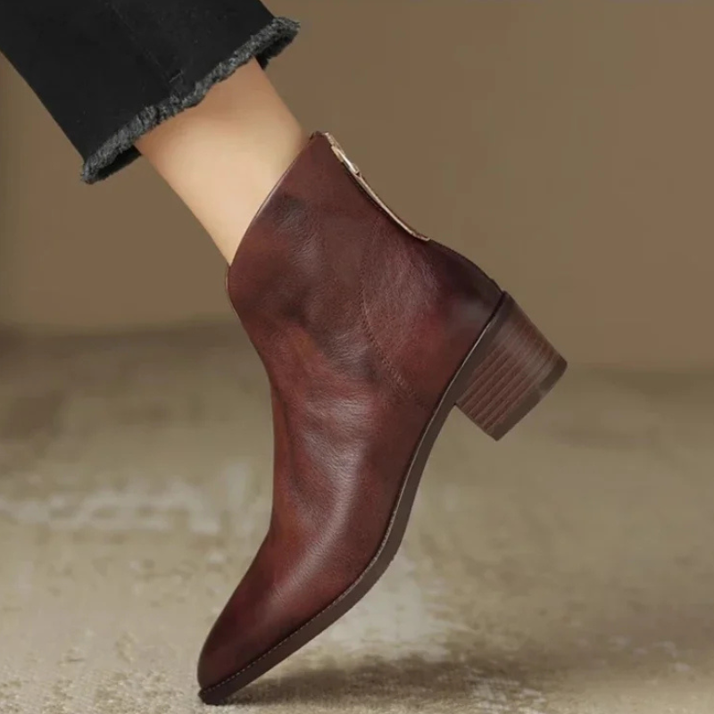 Mae | Elegant Leather Heeled Boots