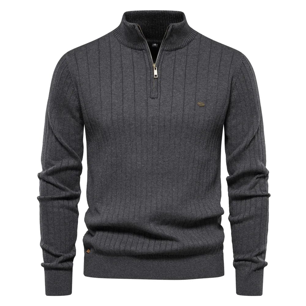 Denzel | Casual zip-up Sweater with Stand-up Collar